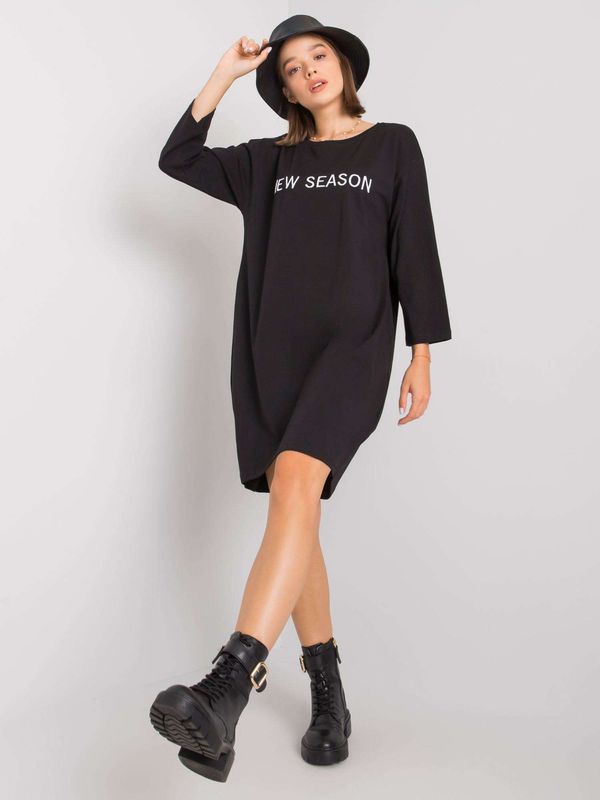 Fashionhunters Black cotton dress with inscription