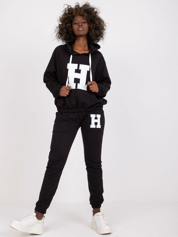 Fashionhunters Black cotton hoodie Natela