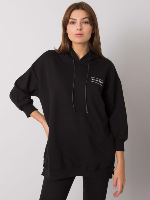 Fashionhunters Black cotton sweatshirt with pockets