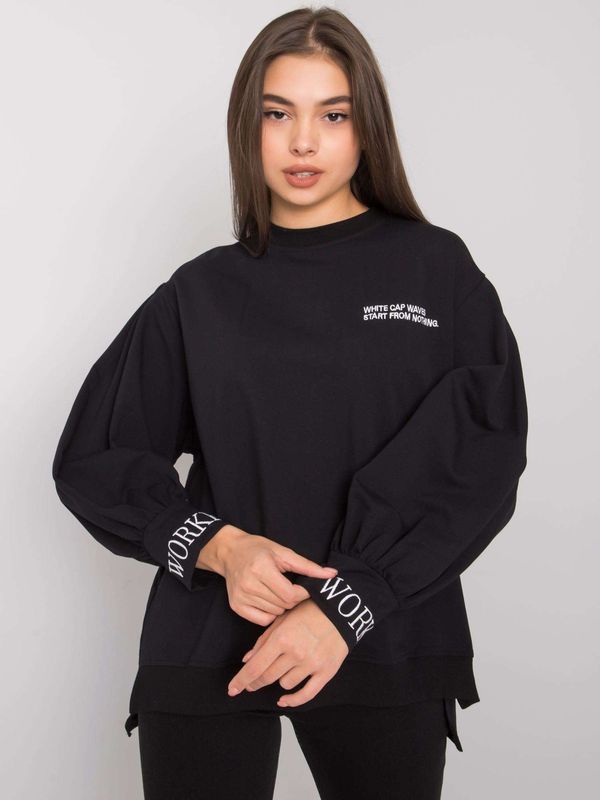 Fashionhunters Black cotton sweatshirt