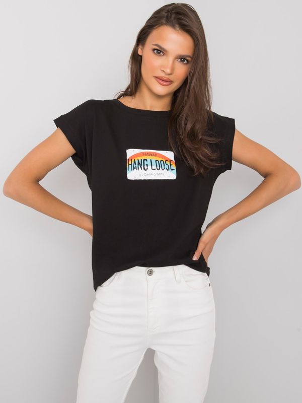 Fashionhunters Black cotton women's T-shirt