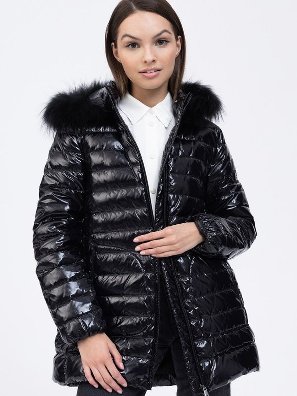 TIFFI Black down jacket with raccoon dog Tiffi St. Anton