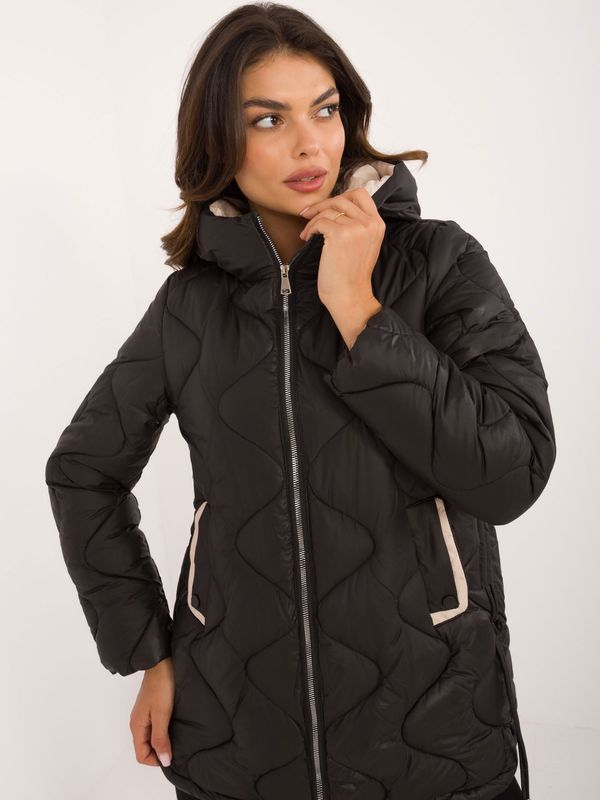 Fashionhunters Black down jacket with stitching