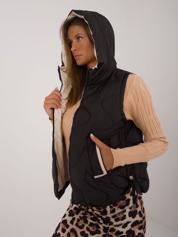 Fashionhunters Black down vest with cuffs