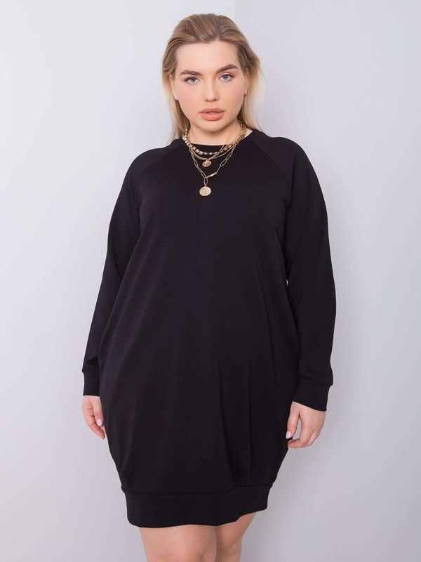 Fashionhunters Black dress plus sizes with long sleeves