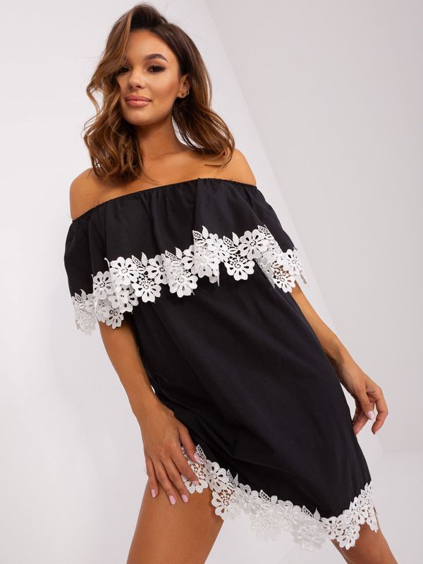 Fashionhunters Black dress with Spanish neckline