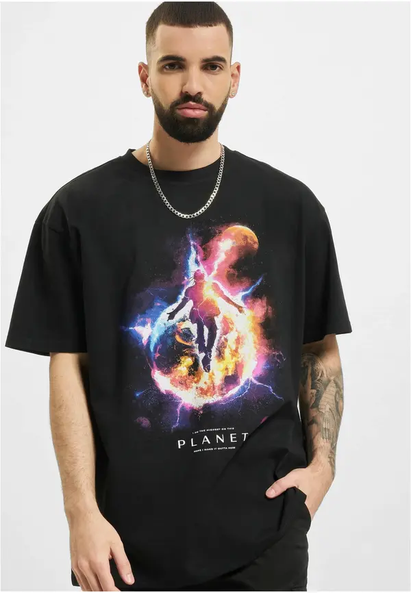 Mister Tee Black Electric Planet Oversize T-Shirt