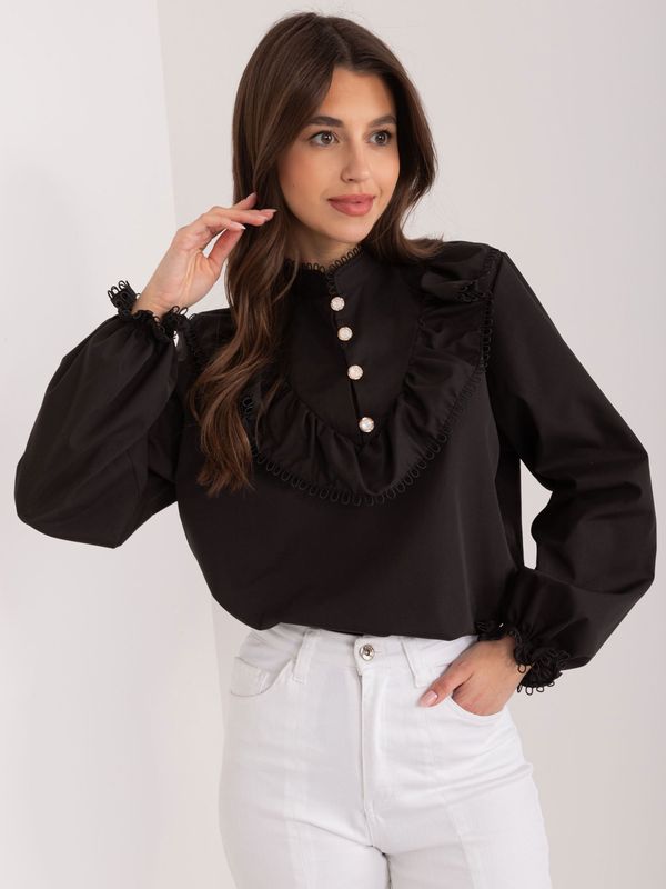 Fashionhunters Black elegant shirt with stand-up collar