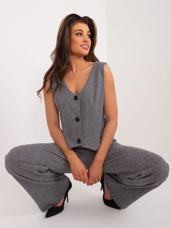 Fashionhunters Black-gray herringbone vest