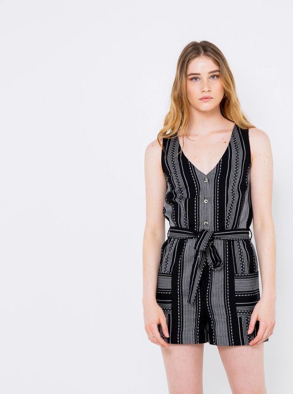 CAMAIEU Black-grey striped short overall CAMAIEU - Women