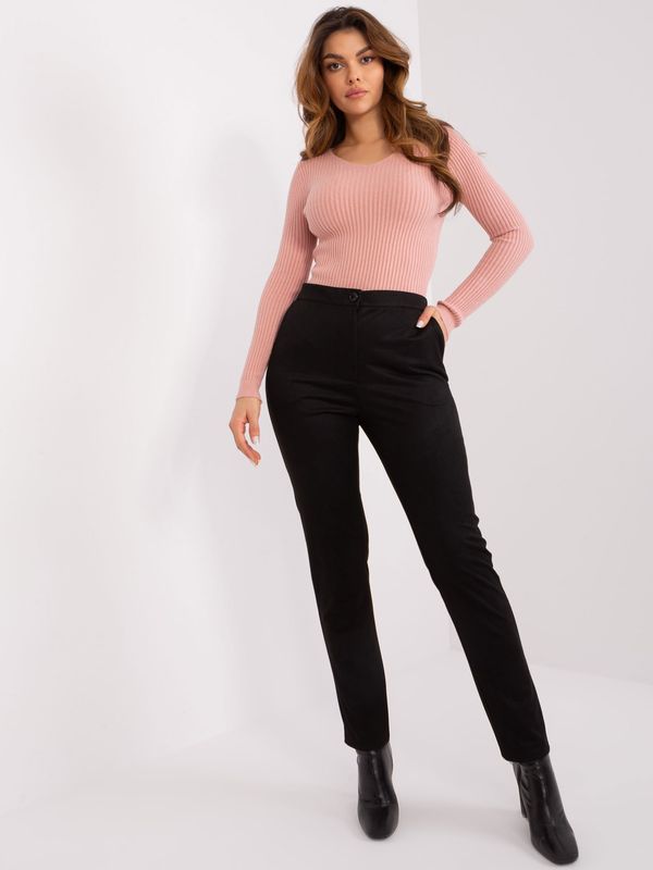 Fashionhunters Black high-waisted fabric trousers