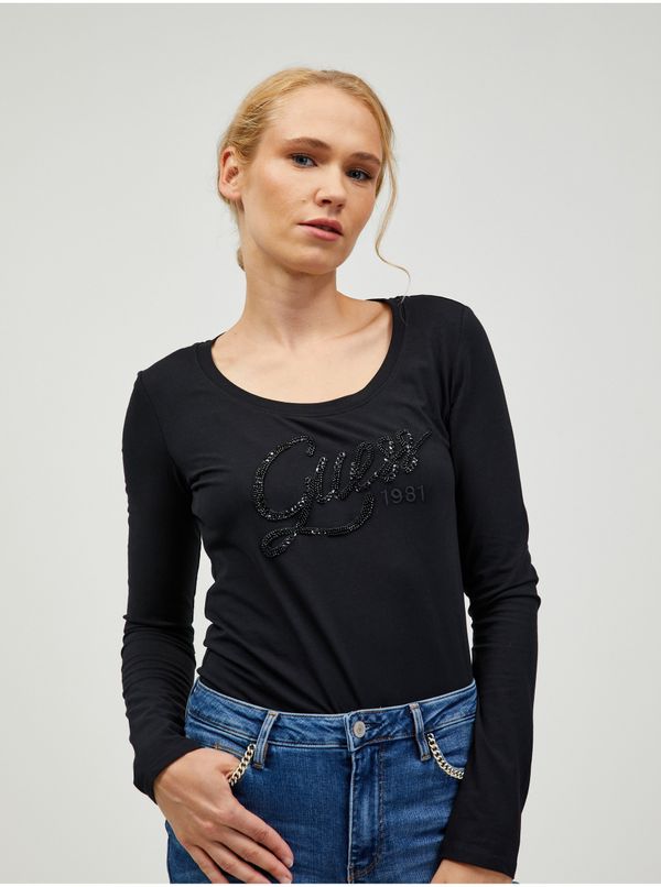 Guess Black Ladies Long Sleeve T-Shirt Guess Bryanna - Women