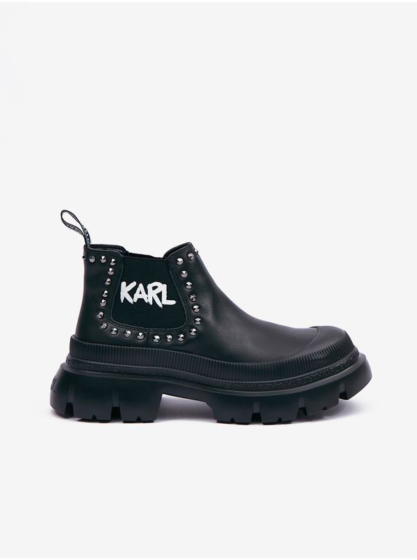 Karl Lagerfeld Black Leather Ankle Boots KARL LAGERFELD Trekka Max - Ladies