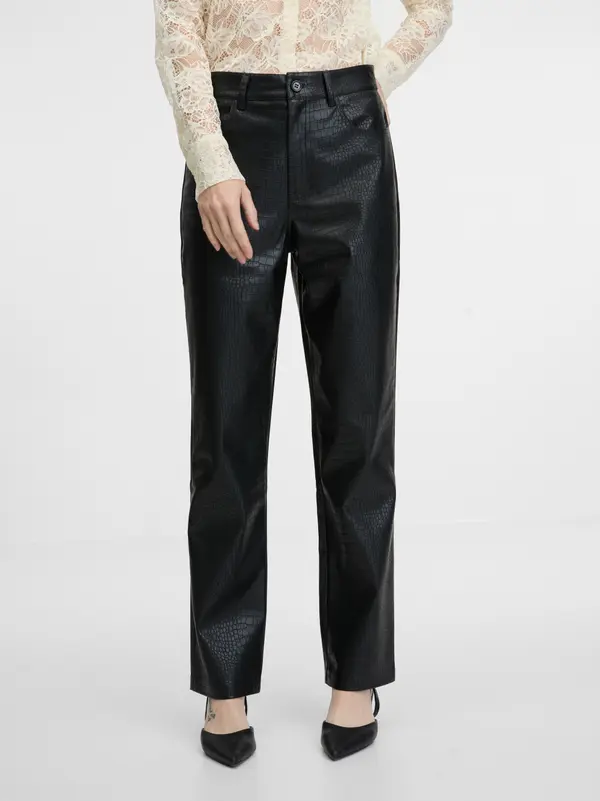 Orsay Black Leatherette Women's Trousers ORSAY - Women's