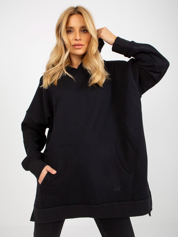 Fashionhunters Black long oversize kangaroo hoodie MAYFLIES