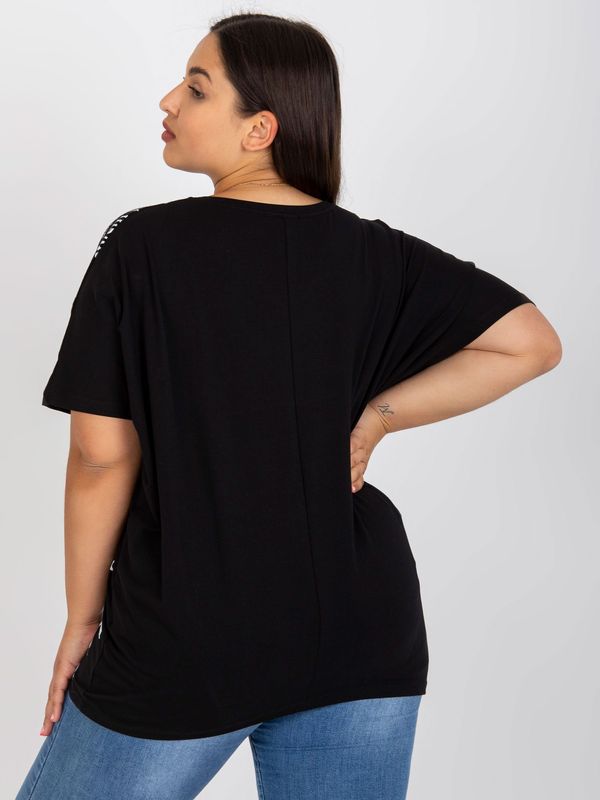 Fashionhunters Black loose blouse plus size with inscriptions