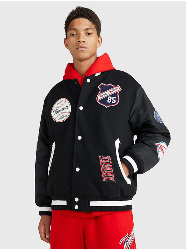 Tommy Hilfiger Black men's bomber with wool Tommy Jeans - Men