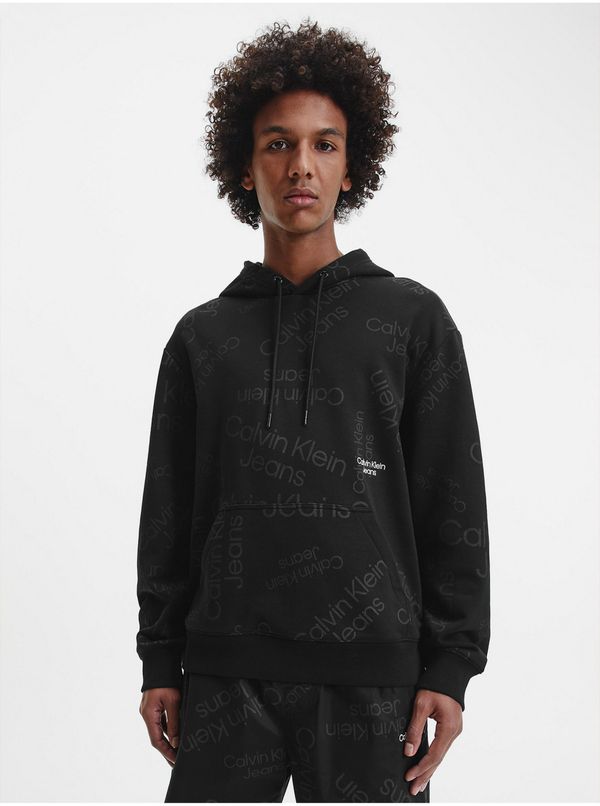 Calvin Klein Black Men's Patterned Hoodie Calvin Klein Jeans - Men's