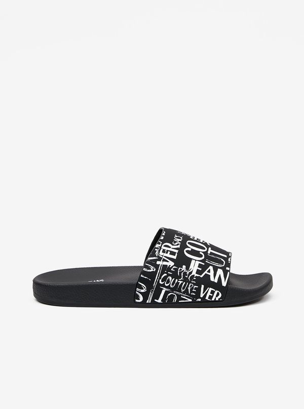 Versace Jeans Couture Black Men's Patterned Slippers Versace Jeans Couture Fondo Slide