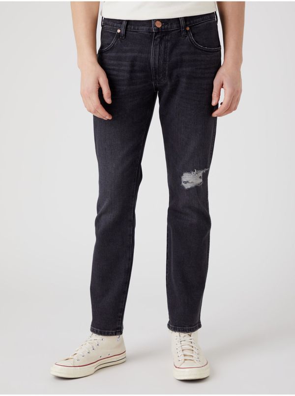 Wrangler Black men's straight fit jeans with ripped effect Wrangler - Men