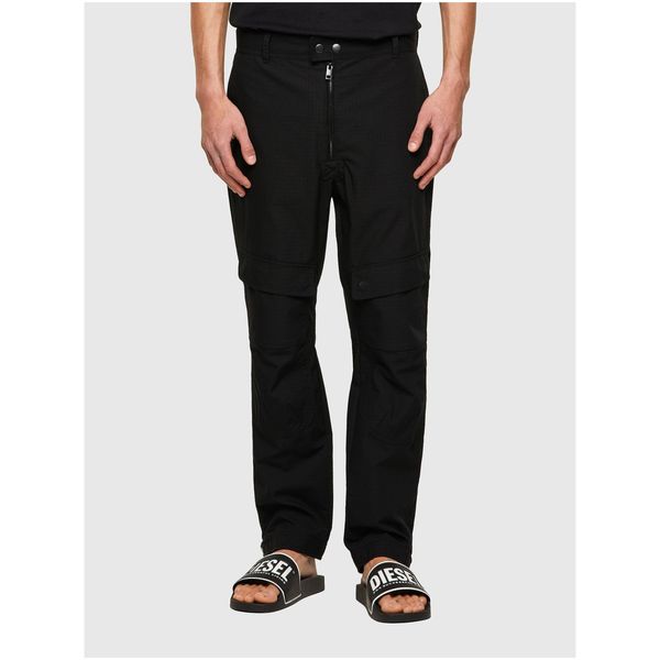 Diesel Black Men's Trousers with Diesel Side Pockets