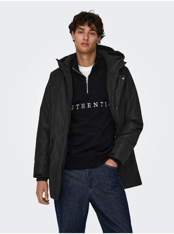 Only Black men's winter parka ONLY & SONS Carl - Men's