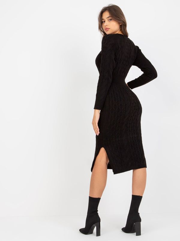 Fashionhunters Black midi dress with braids RUE PARIS