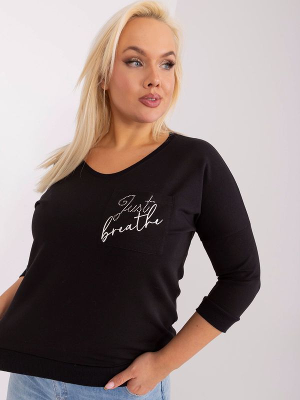 Fashionhunters Black oversized blouse with a round neckline