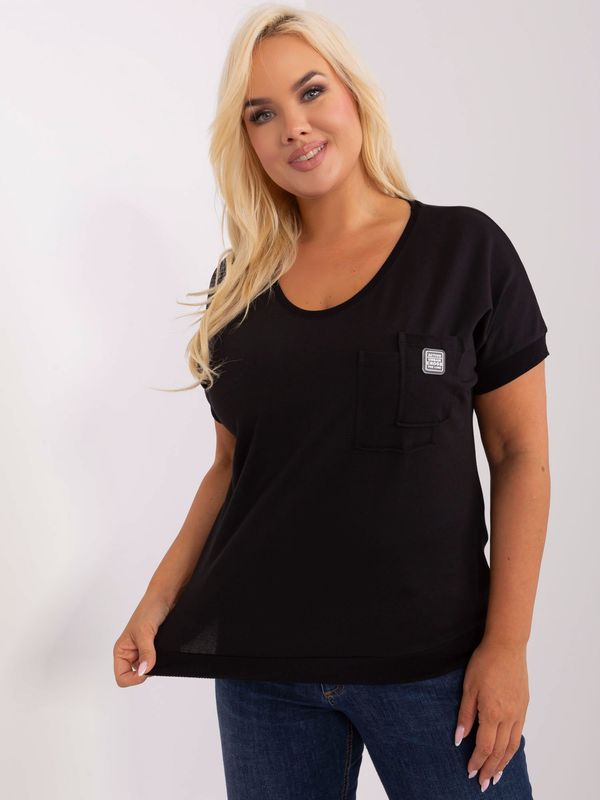 Fashionhunters Black oversized blouse with a round neckline