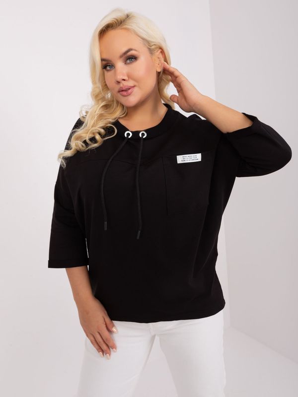 Fashionhunters Black oversized blouse with drawstrings