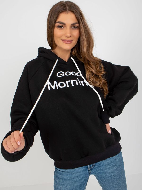 Fashionhunters Black oversized hoodie with slogan