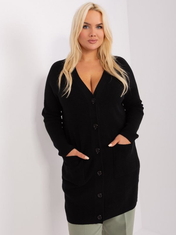 Fashionhunters Black plus size sweater with pockets