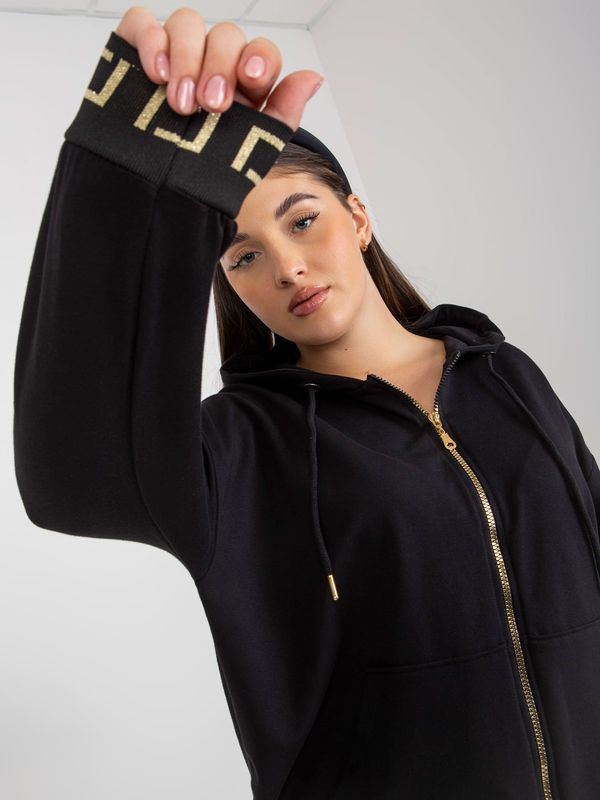 Fashionhunters Black Plus Size Zipper Sweatshirt