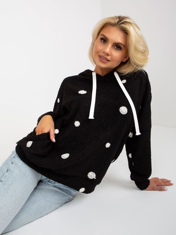 Fashionhunters Black polka dot fur sweatshirt