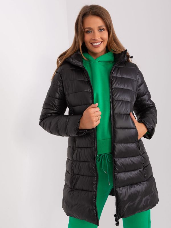 Fashionhunters Black quilted winter jacket with pockets