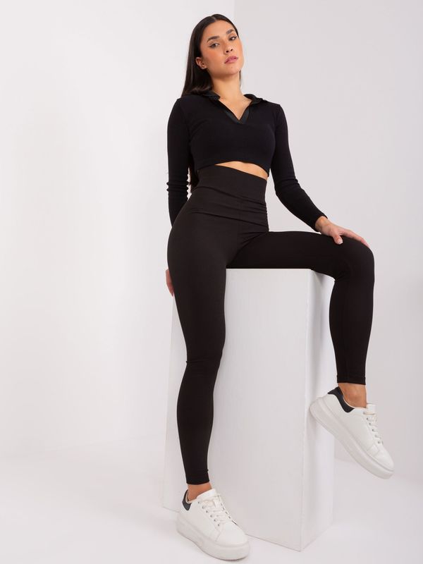 Fashionhunters Black RUE PARIS high-waisted leggings