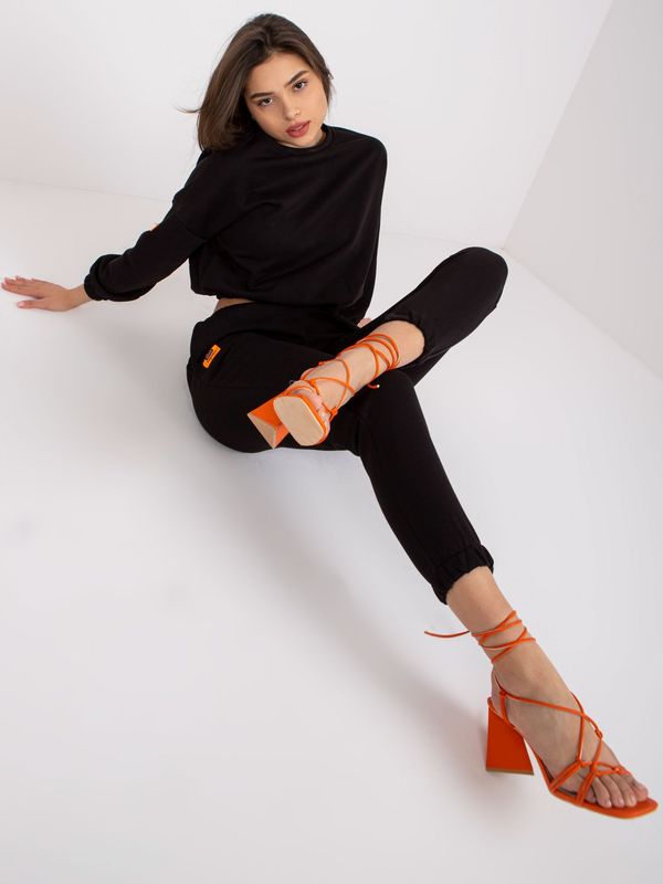 Fashionhunters Black Set of women's hoodie made of Liliana cotton