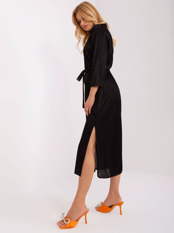 Fashionhunters Black simple cocktail dress with stripe