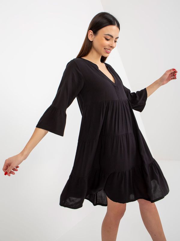 Fashionhunters Black summer dress SUBLEVEL oversized with ruffles