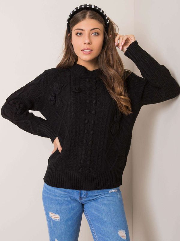 Fashionhunters Black sweater with braids