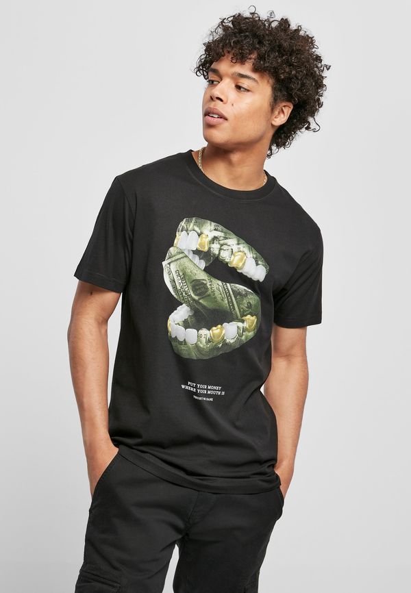 MT Men Black T-shirt To Mouth Money