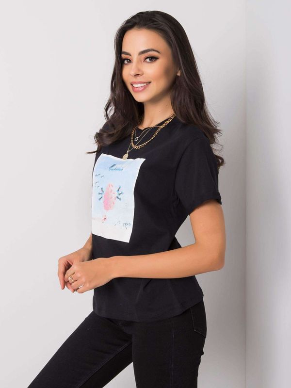 Fashionhunters Black T-shirt with print