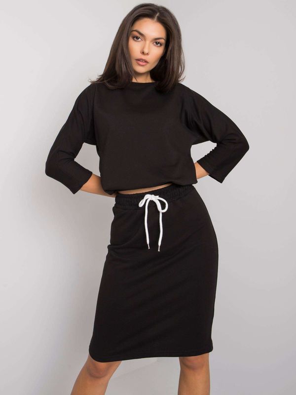 Fashionhunters Black two-piece cotton set