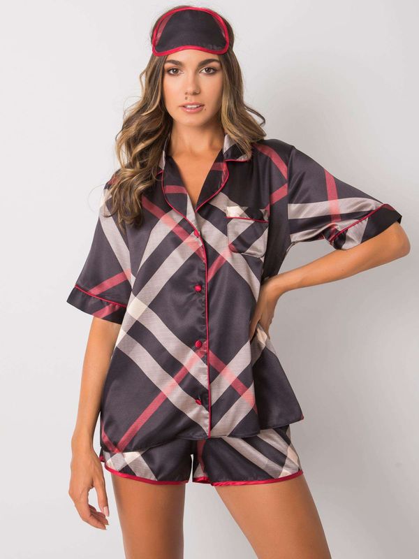 Fashionhunters Black two-piece plaid pajamas