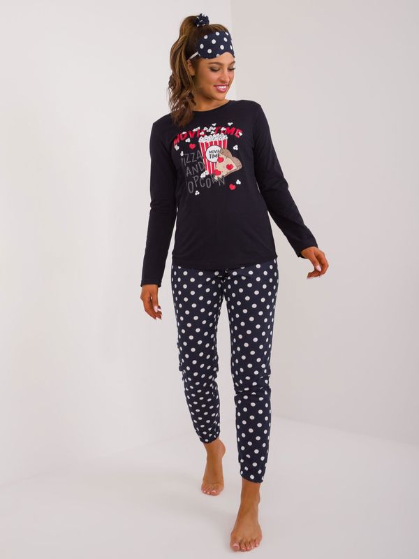 Fashionhunters Black two-piece pyjamas with accessories