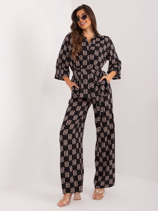 Fashionhunters Black two-piece summer viscose set