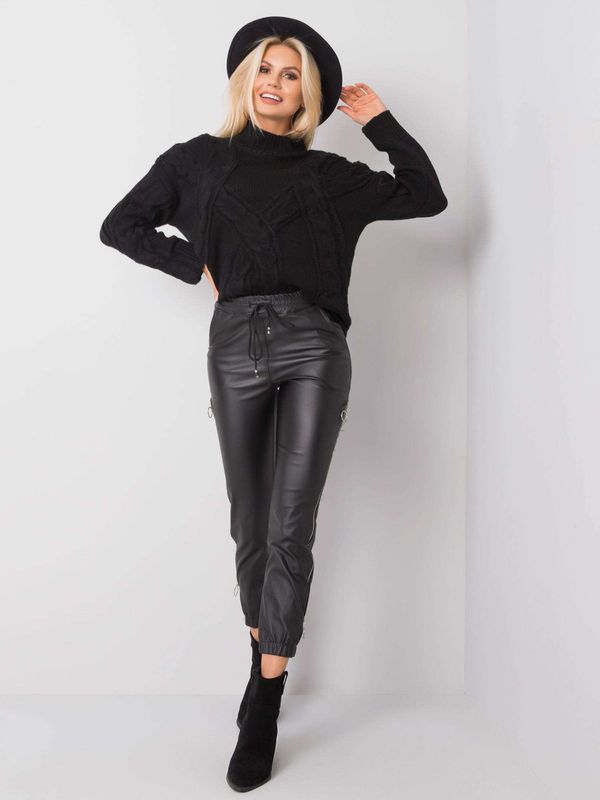 Fashionhunters Black waxed trousers