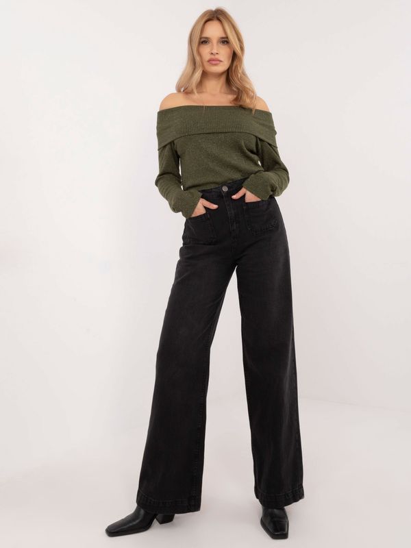 Fashionhunters Black wide jeans with front pockets SUBLEVEL