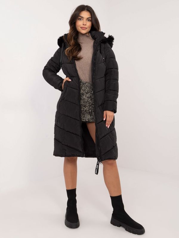 Fashionhunters Black winter jacket with detachable hood