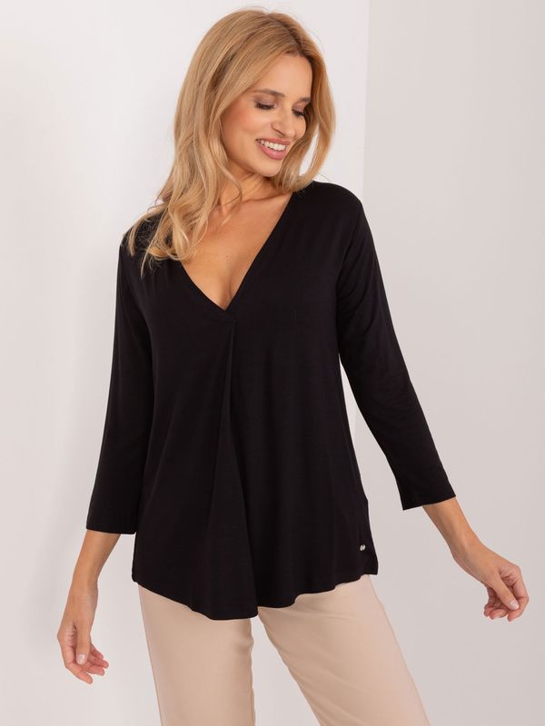 Fashionhunters Black women's blouse with 3/4 sleeves SUBLEVEL